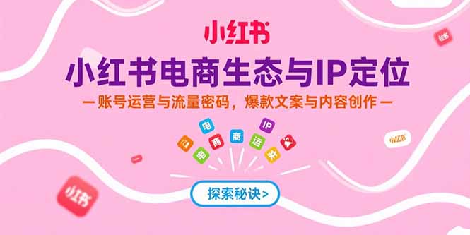 小红书电商生态与IP定位，账号运营与流量密码，爆款文案与内容创作-91研习社