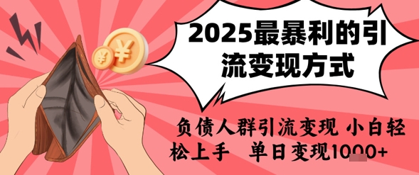 2025年最暴利的引流变现方式，负债人群引流变现，小白轻松上手，日入1k-91研习社