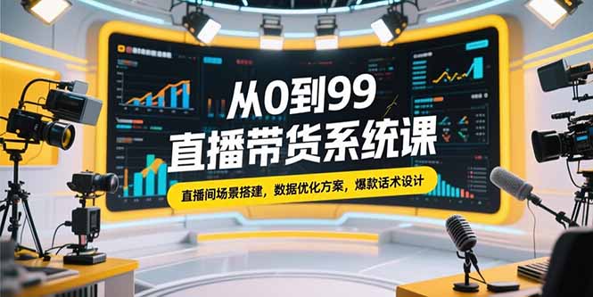 从0到99直播带货系统课，直播间场景搭建，数据优化方案，爆款话术设计-91研习社
